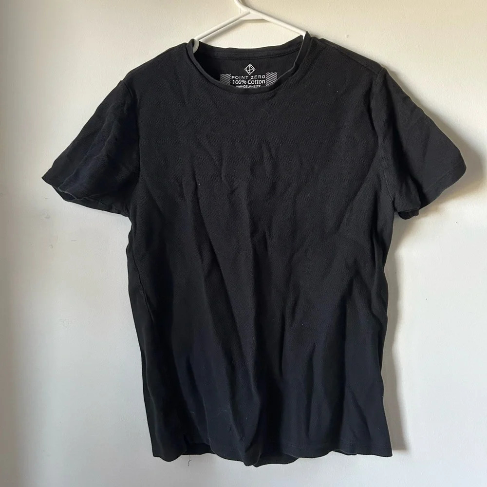 Point  Zero Black 100% Cotton T-Shirt‎